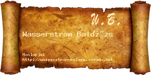 Wasserstrom Balázs névjegykártya